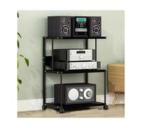 Medios Tour de rack audio à 3 niveaux avec roulettes - Support HiFi robuste pour tourne-disque, DVD, CD et console de jeux - Organiseur stéréo mobile pour la maison et le bureau (noir)