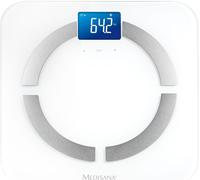 medisana BS 430 Balance d'analyse corporelle digitale, pèse-personne avec app, balance de graisse corporelle, mesurer graisse corporelle, eau corporelle, masse musculaire, poids des os, jusqu'à 180 kg