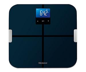 medisana BS 440 Balance d'analyse corporelle numérique, Pèse-personne avec application pratique, Mesure de la graisse corporelle, De la masse musculaire & du poids des os, Jusqu'à 180 kg, Noir
