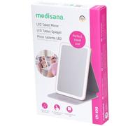 Medisana CM 400 Miroir cosmétique avec éclairage, Miroir de Maquillage avec lumière LED, Miroir de Table avec accu Rechargeable en Petit, Pliable et Portable, Parfait pour Voyager et en déplacement