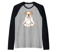 Méditating English Bulldog Namaste Dog Lover Manche Raglan