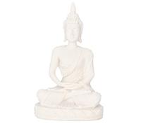 Méditation Assis Bouddha Grès Sculpture, 11 x 7 x 4 cm Rétro Zen Zang Décoration de la Maison Statue Bouddhisme Sculpture Art Créatif Résine Salon Décor de la Maison (Blanc)