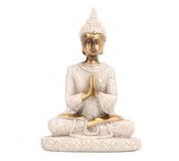 Méditation Assis Bouddha Sculpture en Grès Rétro Décoration de la Maison Statue Bouddhisme Sculpture Art Résine Créative Rétro Salon Décoration de La Maison(1#)