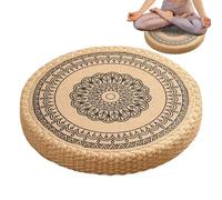 Meditation Cushion, Handwoven Pad, 19.69 Inches Round Floor Seat & Stable Seating Support, Yoga Accessory for Indoor and Outdoor Use Whether Practicing Breathwork, and Stretching