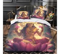 Méditation de la Déesse Divine Housse de Couette 3D Effet Super Douce Hypoallergique spirituel Parure de Lit Microfibre Fermeture Éclair Confortable Léger for Adulte Enfants Filles Single（135x200cm）