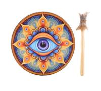 Meditation Drum Wood - Shell, Retro Color, Natural Skin Head 24x1.5cm | Drum Sound Healing Tool Vintage Style, Ceremonial Instrument For Meditation, Spiritual Music, Relaxation, Yoga, Sound
