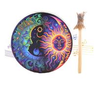 Meditation Drum Wood - Shell, Retro Color, Natural Skin Head | Drum Sound Healing Tool Vintage Style, Ceremonial Instrument For Meditation, Spiritual Music, Relaxation, Yoga, Sound