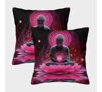Méditation du Bouddha Taies d'oreiller Décoratives Art Spirituel lumineuxMotifs Adaptés À La Maison,au Bureau,au Canapé,à La Voiture,au Jardin 40x40cm Paquet De 2