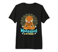 Meditation is My Passion Namaste Yoga Sanglier Méditation T-Shirt Haut de Gamme