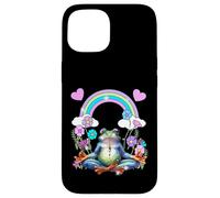 Méditation Joga Rétro années 60 Grenouille Arc-en-Ciel Om Coque pour iPhone 15