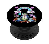 Méditation Joga Rétro années 60 Grenouille Arc-en-Ciel Om PopSockets PopGrip Adhésif