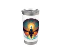 Méditation paisible Yoga Pose Relaxation Respirez l'esprit calme Gobelet isotherme en acier inoxydable double paroi