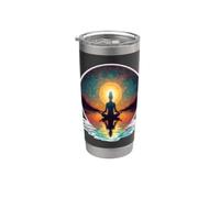 Méditation paisible Yoga Pose Relaxation Respirez l'esprit calme Gobelet isotherme en acier inoxydable double paroi