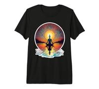 Méditation paisible Yoga Pose Relaxation Respirez l'esprit Calme T-Shirt Haut de Gamme