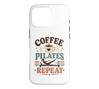 Méditation Pilates Coffee-Pilates-Repeat Yoga Sport Pilates Coque pour iPhone 16 Pro