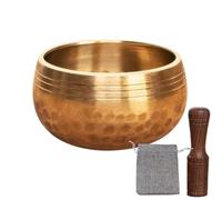 Méditation Singing Bowl - Tibetan Brass Sound Bowl Ensemble, outil de maillet en bois | Kit de thérapie sonore à petite taille avec finition lisse, idéal pour la session spirituelle Séquence et pratiq