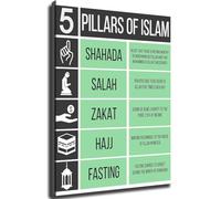 Meditation Space Wall Art - Five Pillars of Islam Educational Poster on Canvas - Islamic Culture and Spiritual Learning Decor(Unframed,12x18inch(30x45cm))