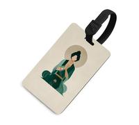 Méditative Figure Humaine Minimaliste en Pose Méditative Étiquette Bagage Sac de Voyage Valise Bagages Nom Tags