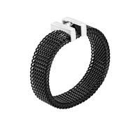 meditoys Bague en acier inoxydable pour femme - Bague en maille en acier inoxydable avec une pierre de cristal - Largeur : 5 mm, Acier inoxydable