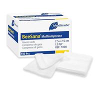 Meditrade 1008 Beesana Lot de 100 compresses de gaze stériles 12 compartiments 7,5 x 7,5 cm