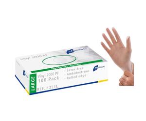 Meditrade 1251L Vinyl 2000 Lot de 100 gants en vinyle jetables et non poudrés Taille L