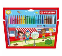 Medium Fibre-Tip Pen - STABILO power - Pack of 24 - Assorted Colours