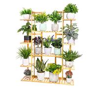 medla Étagère Plante Bambou, Porte Plante Multi-Fonction à 9 Tablettes, Support Pot de Fleurs Design Vertical, Idéal Pour Maison Balcon Terrasse Jardin Bureau Café - 123x89x19.5cm, Charge Max 95kg