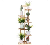 Medla Étagère Plante Intérieure Bambou: Porte Plante à 6/7 Tablettes pour Extérieur Support Pot de Fleurs Design Vertical Idéal pour Maison Balcon Terrasse Jardin Bureau Café (122x40x20.2cm)