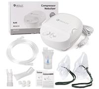 MEDLOT Nébuliseur Médical Électrique Compresseur - Inhalateur Aérosol avec Masque Adulte et Enfant, Embouts Nasal et Buccal - Traitement Asthme, Rhume et Affections Respiratoires, Moteur CA, Blanc