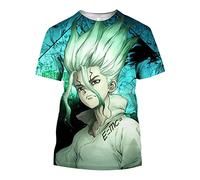 MEDM Anime D'été Drôle Dr Stone Stone Senku Ishigami T-Shirt pour Hommes À Manches Courtes T-Shirts Tops Tops Décontractés Tops Slim Mercch Fit-style3||S