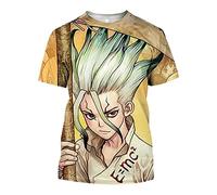 MEDM Anime D'été Drôle Dr Stone Stone Senku Ishigami T-Shirt pour Hommes À Manches Courtes T-Shirts Tops Tops Décontractés Tops Slim Mercch Fit-style6||XS
