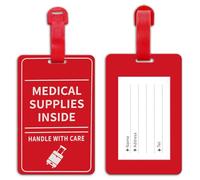 MEDMAX Lot de 2 étiquettes de bagage médicales avec carte d'identité, poignée avec fournitures médicales de soins à l'intérieur pour bagages valises ou sacs contenant des appareils médicaux, faciles à