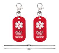 MEDMAX Lot de 2 étiquettes de fournitures médicales à l'intérieur, poignée avec soin pour sacs ou bagages contenant des appareils médicaux, facile à repérer, double face d'alerte médicale à fermeture