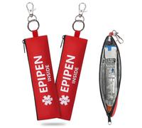 MEDMAX Lot de 2 étuis de transport isolés fins pour Epipen - Portable - Double face - Impression d'urgence - Pour médicaments essentiels