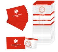 MEDMEX Lot de 8 cartes médicales d'urgence à trois plis avec pochettes de protection, informations d'alerte médicale d'urgence, carte d'identité de contact pour poche portefeuille