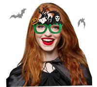 Mednkoku Lunettes de soleil d'Halloween, Grim Grim Reaper Haunted House Lunes Cames avec des jambes flexibles Favors Halloween pour le cosplay et les accessoires photo, verts, décorations de fête