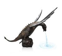 Mednkoku Sciter-Pond, fontaines Patio 11,42 Pouces Antique Dragon Eau d'automne Résine du Jardin Dragon Statue avec Fontaine d'eau intérieure pour Jardins, patios, étang