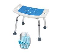 Medokare Tabouret de douche avec siège rembourré - Siège de douche pour personnes âgées avec sac fourre-tout, chaise de bain de banc de douche, sièges de douche pour adultes handicapés (White Stool)