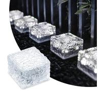 MEDOYOH 1 lampe solaire en PVC blanc froid, lumière solaire en brique allumée/éteinte, décoration de jardin pour pelouse, chemin, escalier, terrasse, étang, 7 x 7 x 5 cm