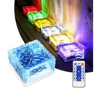 MEDOYOH 1 Pièce Lampe 4 LED Lumière Colorée Lumière Extérieure Solaire avec Télécommande, éclairage Pour Chemins Solaire Lumière de Brique pour Extérieure d'étang au Sol de Voie de Cour de Jardin