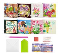 MEDOYOH Lot de 8 cartes de vœux DIY Diamond Painting avec enveloppe, peinture diamant, vierges, cartes d'art pour anniversaire, fête des mères, Noël, anniversaire de mariage, Thanksgiving, famille 05
