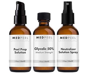 Medpeel Acide Glycolique 50% Chemical Peel, Force moyenne et professionnelle de qualité médicale chimique visage Peel, Adresse Fine Line - (pH 1,3) 1 oz / 30 ml