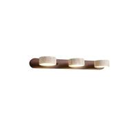 MEDPHZP Applique Murale linéaire en Pierre Naturelle, Style Ferme, en Bois, travertin Jaune, 2, 3 ou 4 Lampes, éclairage de Salle de Bain sur Miroir, éclairage LED Rotatif à 180° (Noyer 51 cm)
