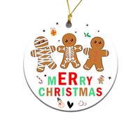 MEDROC Décorations de Noël rondes en céramique 2025 imprimées sur les 2 côtés pour infirmière, médecin, assistante médicale, service d'urgence, décoration pour les fêtes