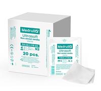 Medrull - Compresses non tissés stériles - Ultra doux - 4 épaisseurs - 7,5 cm x ,75 cm - Lot de 40 compresses stériles non tissées (20 x 2 pièces) - Compresses absorbantes - Tissu de bandage