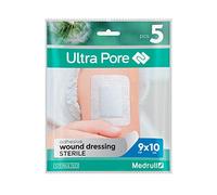 Medrull Pansement stérile - Pansements adhésifs stériles - Adhésion forte - Protège les coupures et les éraflures - Emballage individuel - 9 x 10 cm - 5 pièces