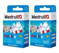 MEDRULL Pansements pour enfants - De jolis pansements colorés avec motif et modèle amusant - Doux pour la peau, étanches, stériles 2 x 10 Stück - 2 x 10 pansements (Marine kids pflaster 2 x 10 Stück)