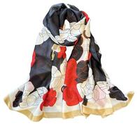 MEDUOLA Femmes Soie Foulards La Mode élégant Echarpes Extensible Doux Châle (Camellia Rouge)