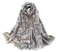 MEDUOLA Femmes Soie Foulards La Mode élégant Echarpes Extensible Doux Châle (Tulipes Gris)