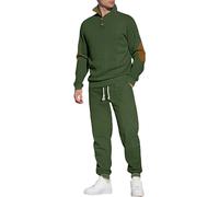 MEDUOLA Survêtement Homme Ensemble Jogging Col Montant Sweatshirts et Sport Pantalon Ensemble 2 Pièces Chaud et Confortable Automne Hiver Survêtements (3XL,Vert militaire)